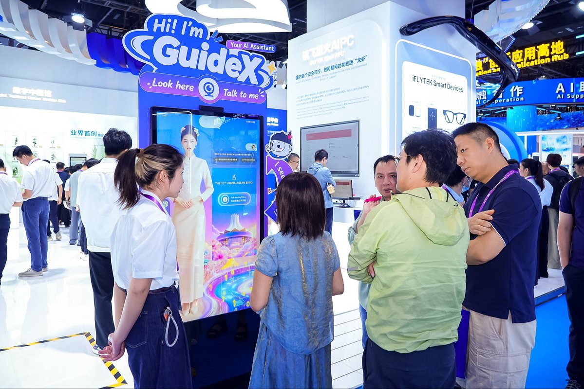 iFLYTEKDevs's tweet photo. 🌏 GuideX's ASEAN journey continues!
iFLYTEK is showcasing GuideX at the 23rd China-ASEAN Expo (CAEXPO), a key platform connecting China and ASEAN.
🤖 Built for public-service environments, GuideX combines multilingual interaction, digital humans, large language models and Agent capabilities to deliver more natural and efficient consultation, guidance and service assistance.
🏢 Across Southeast Asia, GuideX is already supporting localized services in a range of real-world scenarios - from smart transit services with SMRT and digital concierge services at Fairmont Singapore, to airport inquiries at Bangkok's Don Mueang International Airport and a public-sector digital human project for SAINS in Malaysia.
🤝 Building on these applications, we look forward to working with more local partners and bringing GuideX to more industries and public-service scenarios across ASEAN. 
Come and try GuideX's integration experience at the iFLYTEK booth!
📅 September 17-19, 2026: Trade Days | September 20-21, 2026: Public Days
📍 Hall B1，Nanning International Convention and Exhibition Center, Nanning, China
#iFLYTEK #iFLYTEKOpenPlatform #GuideX #CAEXPO2026 #ASEAN #AI