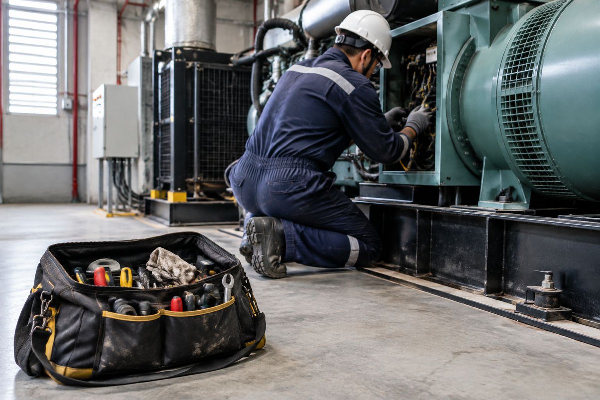 ElbrusPower_PT's tweet photo. Ada tipe genset yang tidak pernah disentuh selama setahun karena dianggap aman. Baru saat jadwal maintenance, kita temukan debu setebal kasur dan kabel yang sudah jadi sarang tikus. Mesin diam bukan berarti tidak butuh perhatian 🛠️ #PreventiveMaintenance #PowerSystems https://t.co/Hiq7QSmWBb