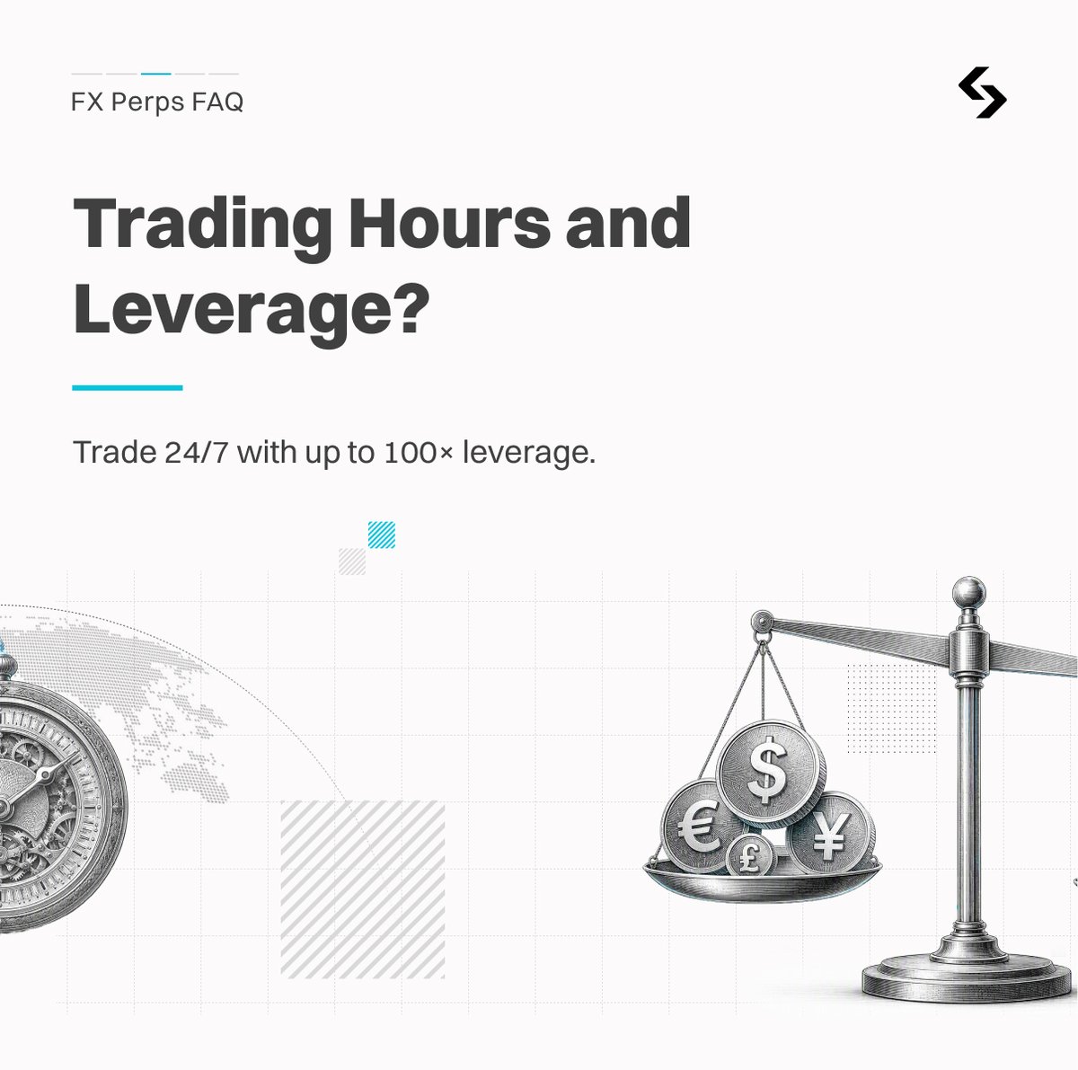 Bitget_TradFi's tweet photo. FX Perps explained, without the forex jargon. 

Swipe right to learn:
• What FX Perps are
• Available currency pairs
• How funding fees are settled
• How 24/7 trading and leverage work
• How FX Perps differ from bank forex