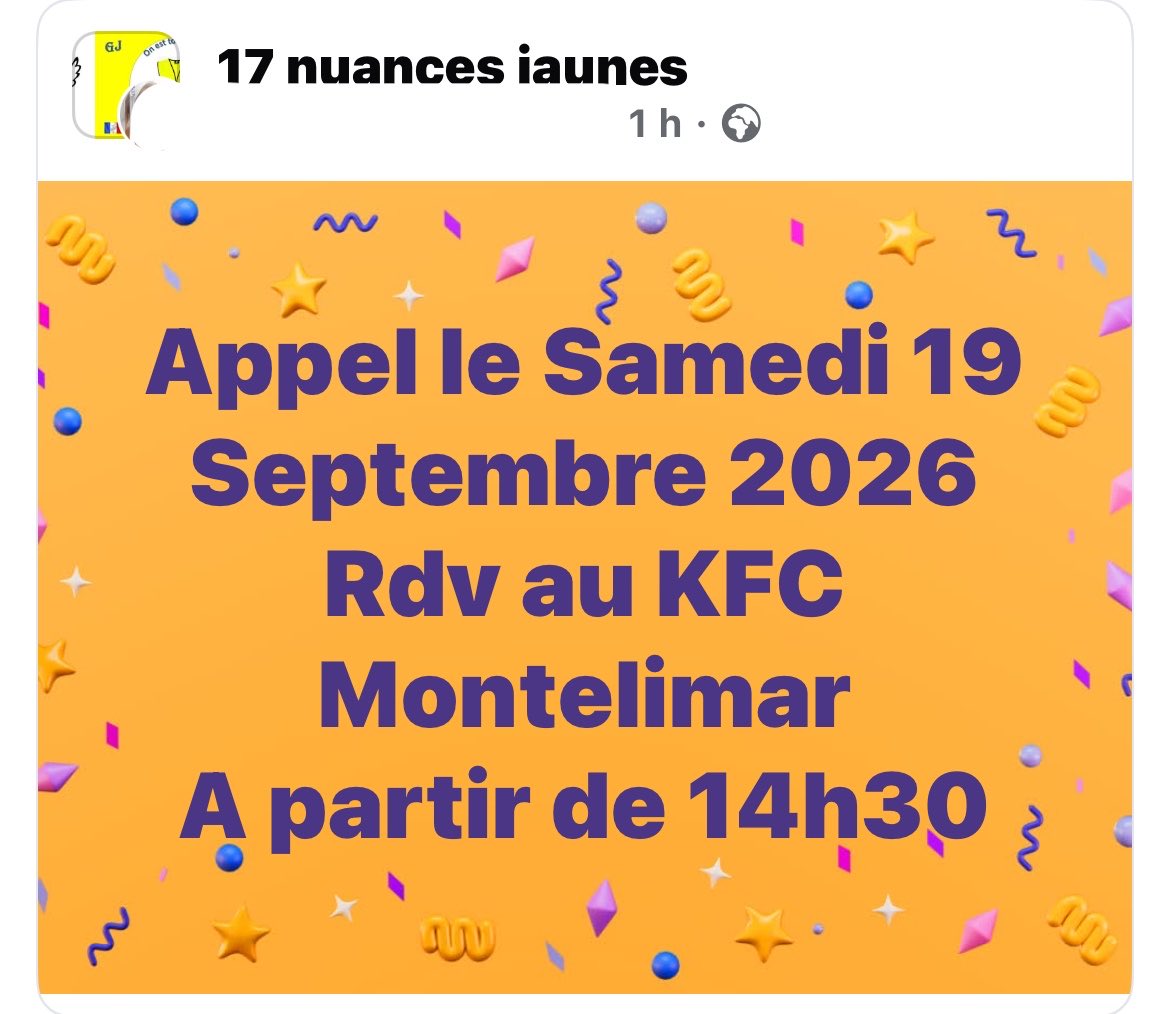 jmusulmans2's tweet photo. Montélimar. 14h30.
Demain devant le KFC.
#giletsJaunes #infoGJ #essence https://t.co/5J3G1vtA2n