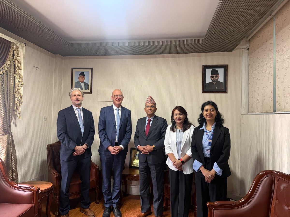 ganeshpdhakal's tweet photo. Pleased to receive and congratulate the newly arrived Ambassador-designate of the EU to Nepal Mr. Charles Whiteley at the Foreign Ministry today. We discussed a broad spectrum of 🇳🇵- 🇪🇺 partnership, including the EU support in response to the recent devastating flood in Nepal. https://t.co/AzbWqevngO