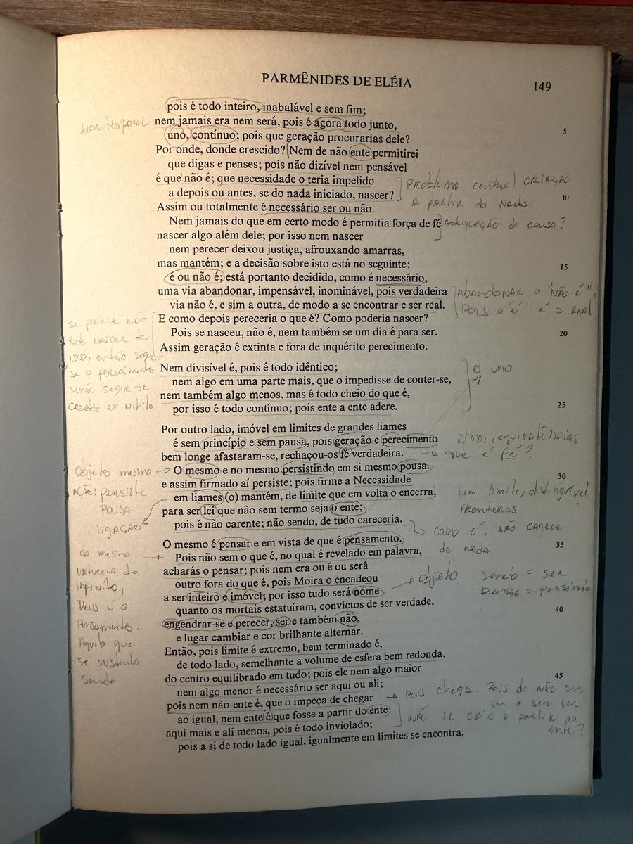 4liocha_'s tweet photo. Primeiro dia da disciplina de história da filosofia medieval:

Professor não trabalha com manuais;
Pediu pra sabermos o básico de grego (no mínimo ler as sílabas em grego);
Pra sabermos o básico de latim;
Ler profundamente o poema de Parmênides;
Ler o diálogo de Platão de Parmênides;
Ler metafísica de Aristóteles, pelo menos, Alpha e Gama;

Bem, será um semestre pesado.

Aí podemos começar o curso.