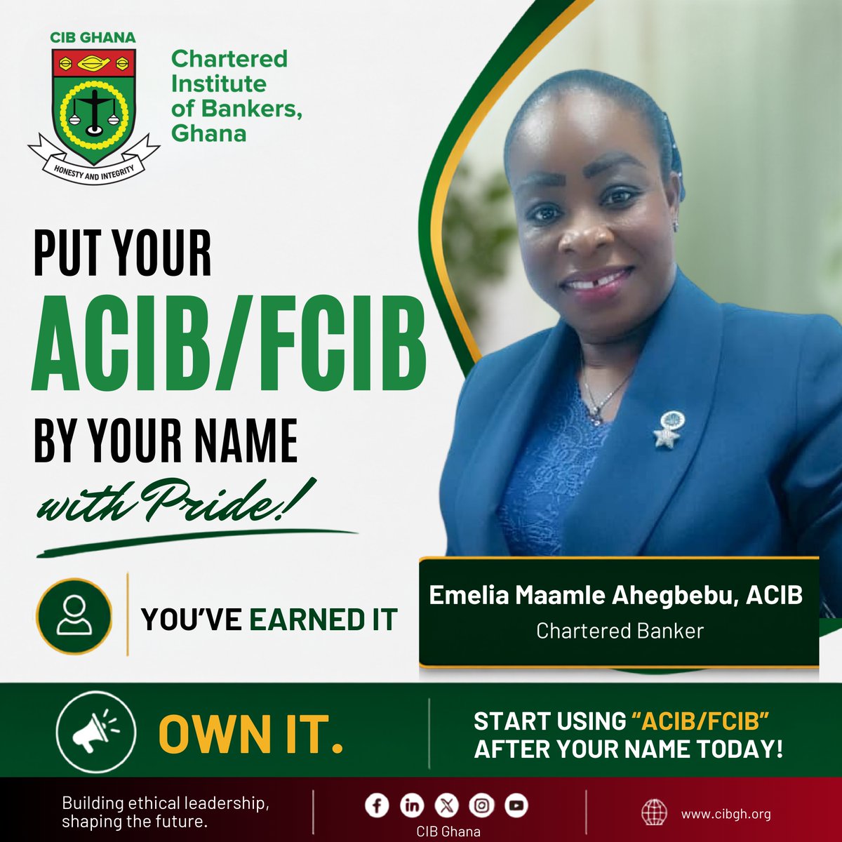 cibghana60's tweet photo. It's me again. 😄
Just a friendly reminder... your name looks even better with ACIB or FCIB after it. 😉

#CIBGhana #ACIB #FCIB #BankingProfession https://t.co/HfUseC2zpU