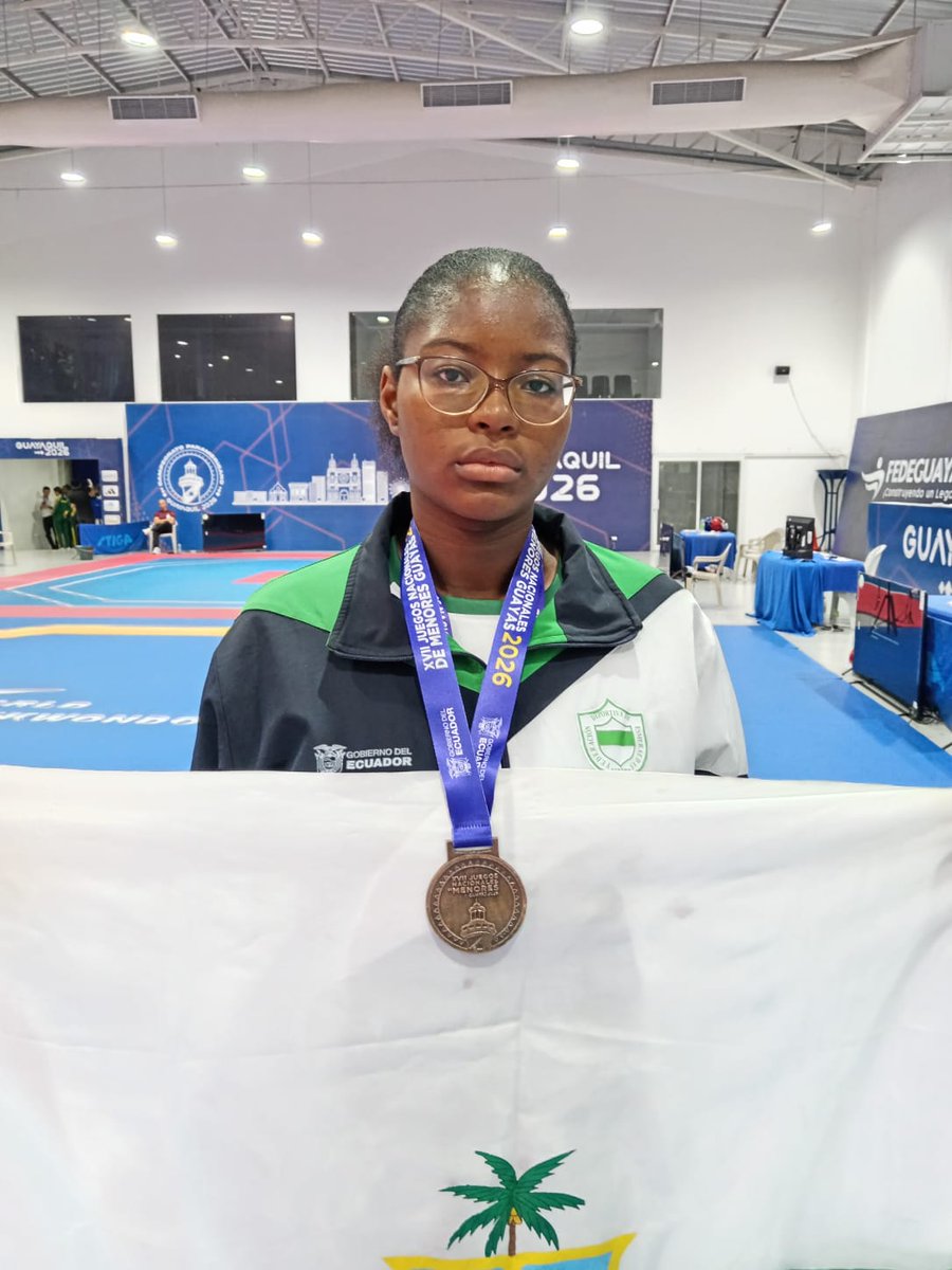 fedesme_2026's tweet photo. #TaekwonDo // 🥋Camila Anahí Quiñónez categoría Heavy - 59 KG logra medalla de bronce 🥉para Esmeraldas, en los XVII Juegos Nacionales de Menores Guayas 2026. Felicitaciones para nuestra deportista y su equipo técnico.
#ElDeporteResurge #DeporteEc #FormandoCampeones https://t.co/rXwdnYbid1