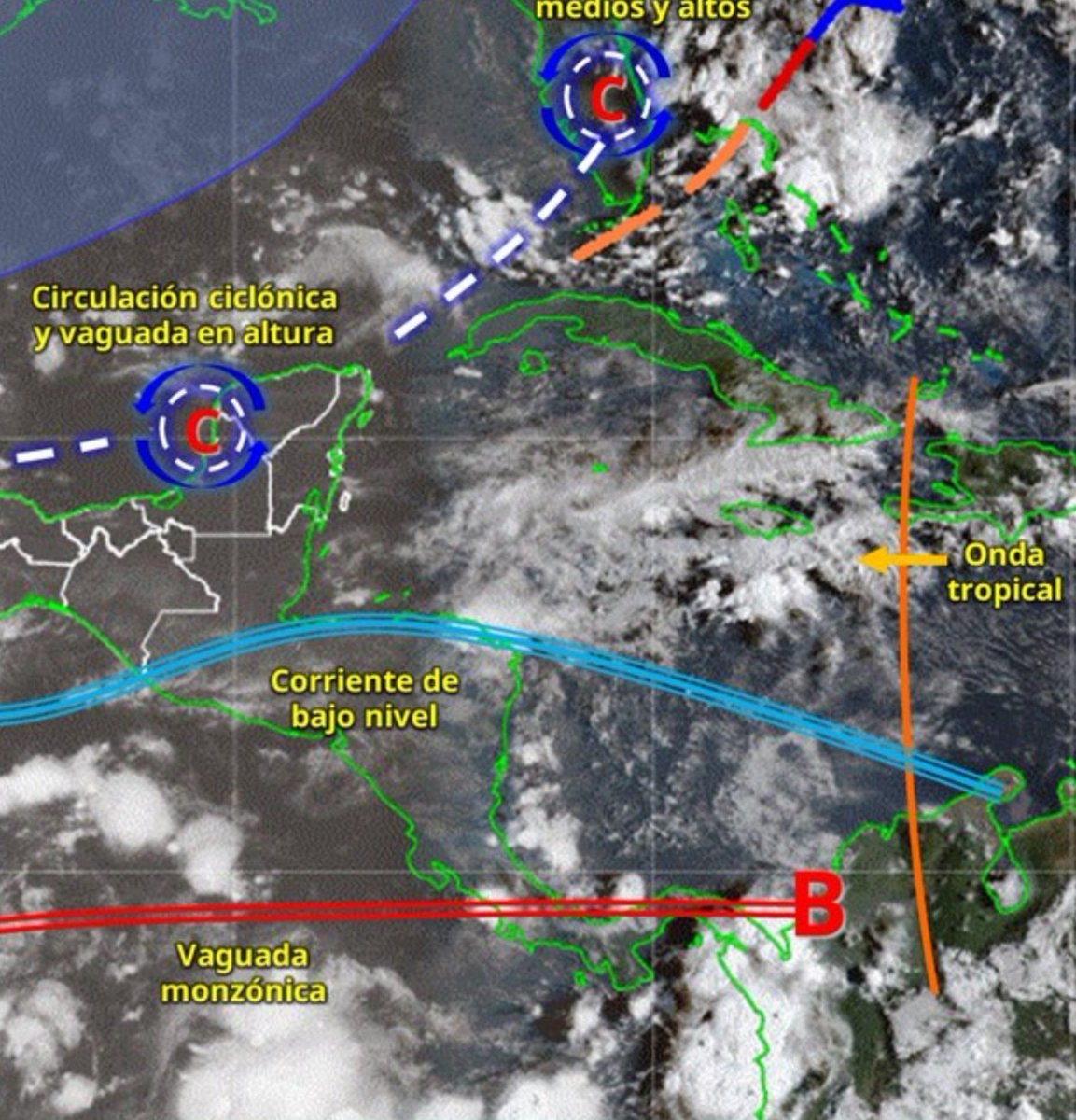 prjcx_fdn's tweet photo. Viernes 
Vaguada monzonica al sur del país. Onda Tropical #41 en camino.
Calor intenso y lluvias dispersas por la noche.
MIN 20/MAX 32°C https://t.co/YMLtuecpYj