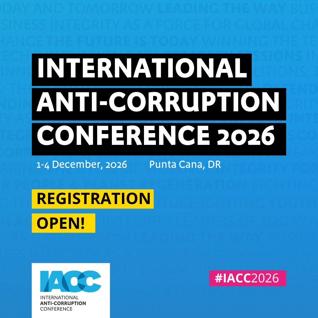 anticorruption's tweet photo. Join us in Punta Cana, Dominican Republic, for the @IACCseries International Anti-Corruption Conference! 

Register now and take advantage of early-bird rates and special registration fees for NGOs, academics &amp; students.

➡️ https://t.co/ZCLc5E7xNW
#IACC2026 https://t.co/S0NA3vszMm