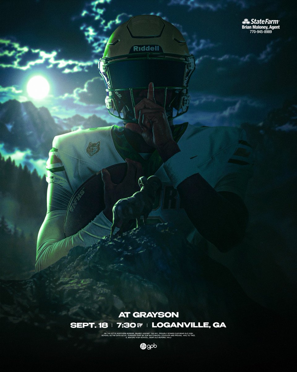 buford_football's tweet photo. The lights are on. So are we. 🏟️

at Grayson // 7:30 pm // Loganville, Ga

#Gloryland | #AppEra https://t.co/JqzpzPEwSD