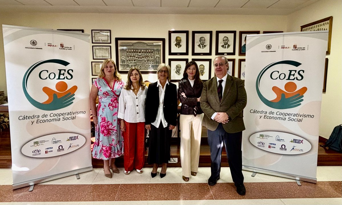 CIRIEC_Esp's tweet photo. Un placer participar hoy en la @UVa_es en la Jornada sobre Cátedras Universitarias de #EconomíaSocial, acompañando a la nueva Cátedra de Cooperativismo y ES @CoESUVa, que se suma a las 28 que hay en España dedicadas al sector.
Las Cátedras, motores de la Economía Social 👏🏽👏🏽👏🏽🙌🏽 https://t.co/MnFYrkmCTB