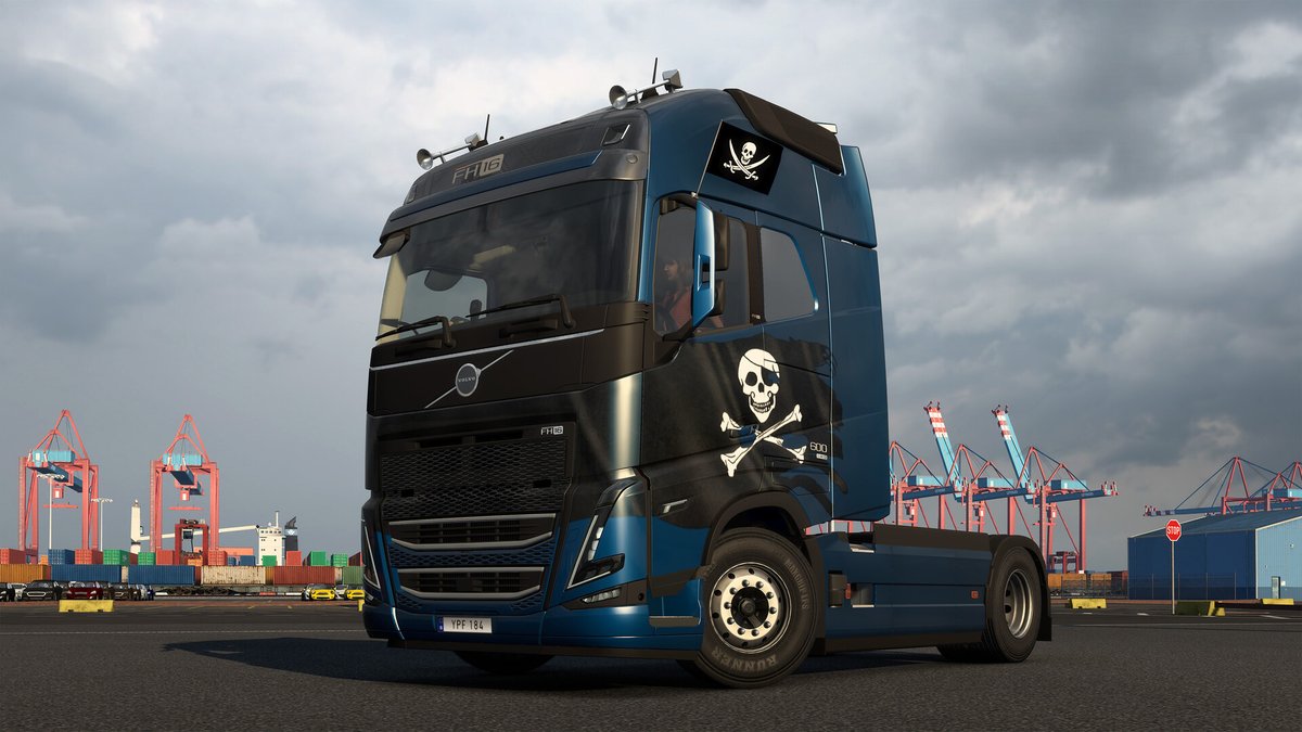 SCSsoftware's tweet photo. Ahoy, truckers! 🏴‍☠️ It be Talk Like a Pirate Day, so grab yer wheel, hoist the colours &amp; take to the roads! 🚛

Sail over to Steam &amp; check out the Pirate Paint Jobs Pack for Euro Truck Simulator 2! 🦜

X Marks the spot: https://t.co/PrSfjsoBv7 https://t.co/i1L43U0EGl