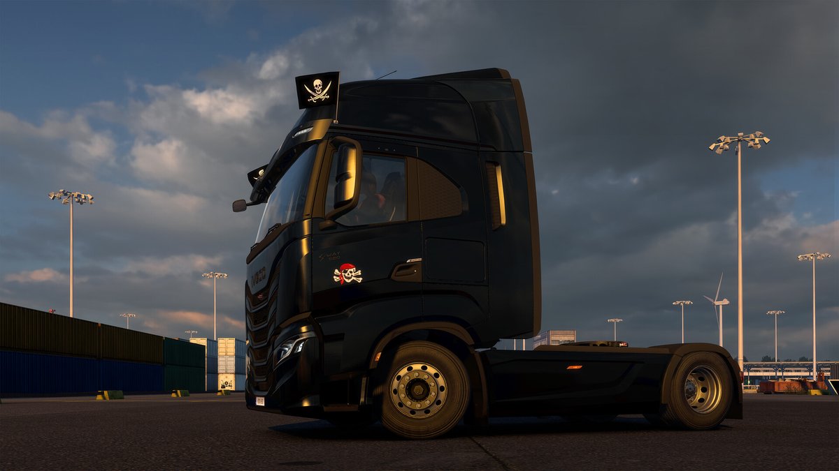 SCSsoftware's tweet photo. Ahoy, truckers! 🏴‍☠️ It be Talk Like a Pirate Day, so grab yer wheel, hoist the colours &amp; take to the roads! 🚛

Sail over to Steam &amp; check out the Pirate Paint Jobs Pack for Euro Truck Simulator 2! 🦜

X Marks the spot: https://t.co/PrSfjsoBv7 https://t.co/i1L43U0EGl
