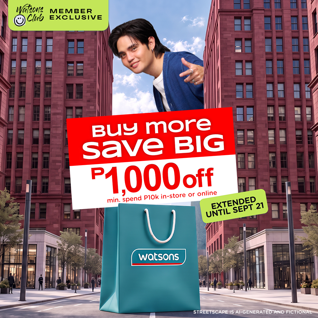 WatsonsPH's tweet photo. SALE EXTENSION ALERT! You’ve got until September 21 to save P1,000 at Watsons! Make sure you’re a registered Watsons Club member to qualify for the promo!

#WatsonsPH #BuyMoreSaveBig

*Promo excludes select health products. https://t.co/K3c0p4vRTO