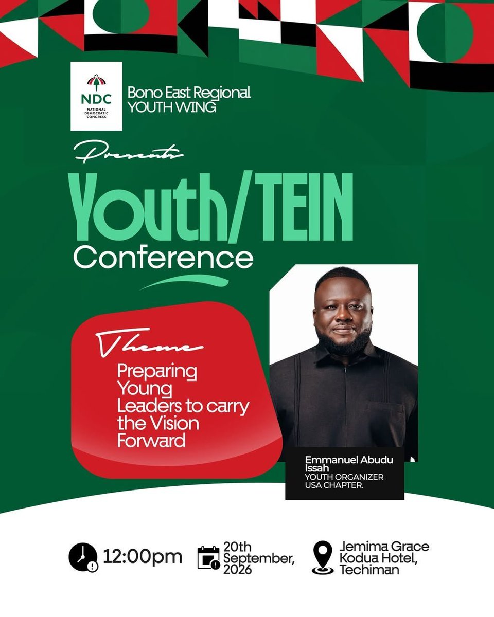 obiba_jk2's tweet photo. Join the incoming Deputy National Youth Organiser @AbuduMy at Jemima Hotel in Techiman this 20th for an impactful event! #YouthInFocus #Issah4DNYO https://t.co/3LfrtJk12k