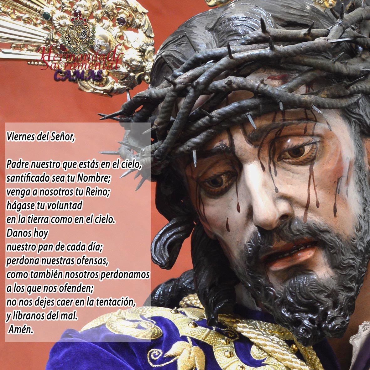 GranPoderCamas's tweet photo. "Al despertar me saciaré de tu semblante, Señor".

Es viernes del Señor del Gran Poder.

#HermandadSacramentalCamas
#GranPoderCamas https://t.co/xj3JGUfqgd