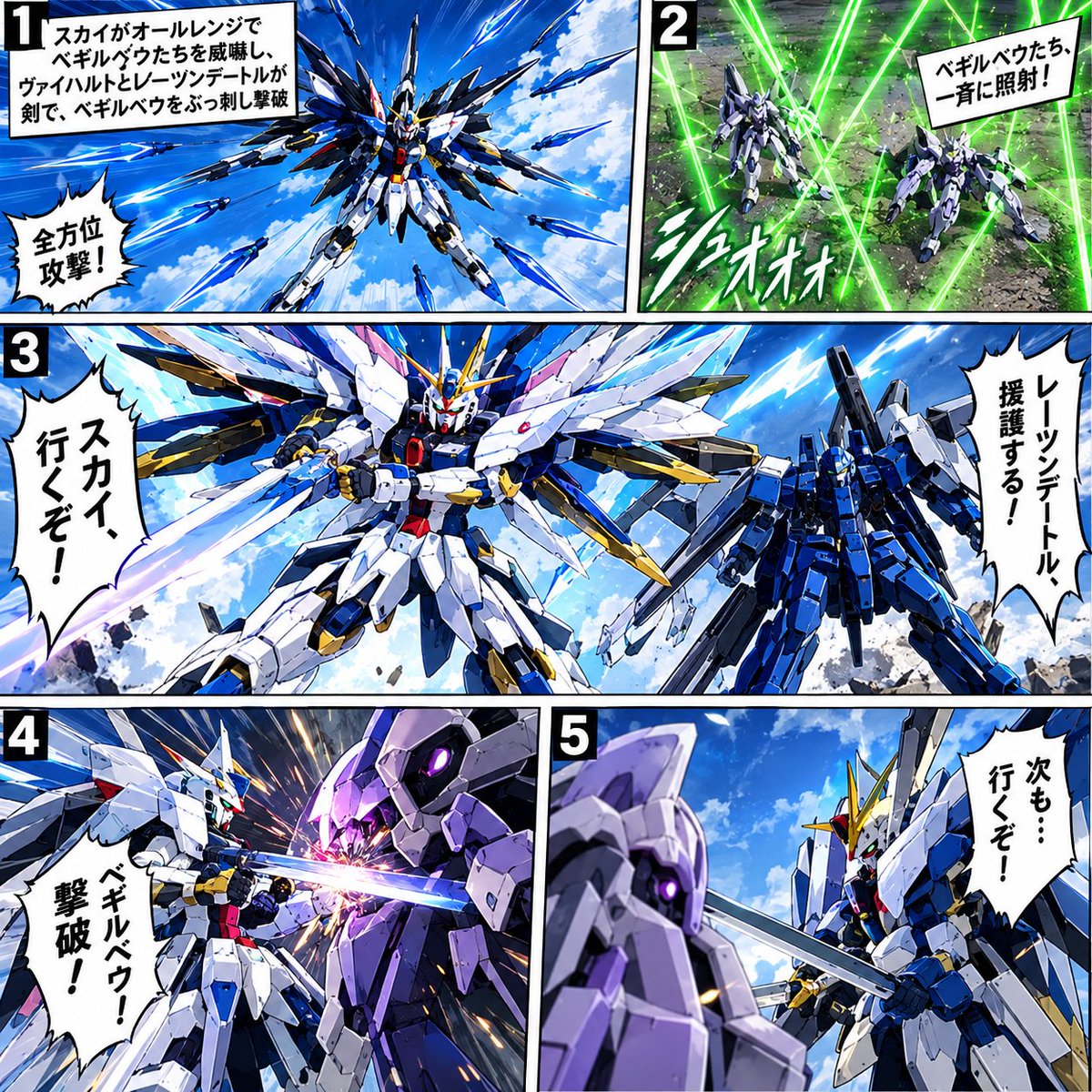Revise_PLA's tweet photo. これもちゃっぴーに作ってもらった！

#ヴァイハルト(#コア・フルスロットル 装備)
#ドゥユー・アンダー・ザ・スカイ
#ガンダムレーゾンデートル
#ベギルベウ
#ガンプラ
#ガンプラは自由だ https://t.co/P5NX7it7SD