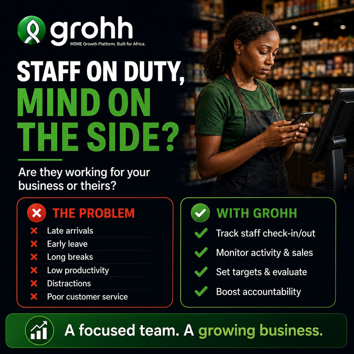 PineAppTech's tweet photo. If you can’t leave your business for one day without worrying, the business may be controlling you.
With grohh, track sales, stock, staff activity and reports from anywhere.
More visibility. More control. More freedom.
https://t.co/RYkV5kjAlC
#grohh #BusinessControl #MSMEs https://t.co/0oduL1h7PZ