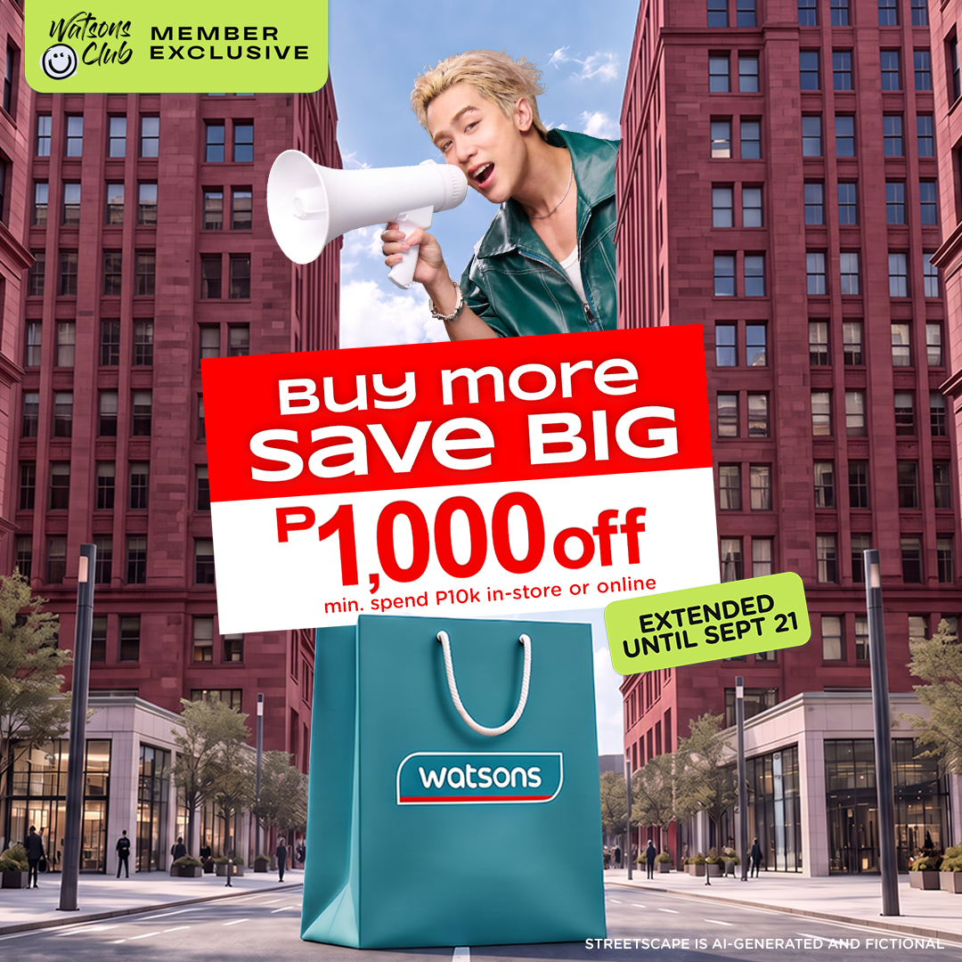 WatsonsPH's tweet photo. You asked, we listened! You can still get that P1,000 OFF with a minimum purchase of P10k at Watsons until September 21! Open for Watsons Club members only!

#WatsonsPH #BuyMoreSaveBig

*Promo excludes select health products. https://t.co/8k8KI0J0V0