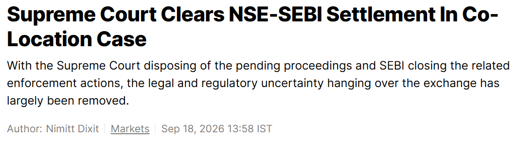 JKankhoje's tweet photo. Retail investors ke liye sirf IPO pricing hi important nahi hoti, legacy issues bhi matter karte hain. NSE-SEBI settlement par Supreme Court ka decision ek important uncertainty ko address karta hai. https://t.co/ce8IbOsnPZ