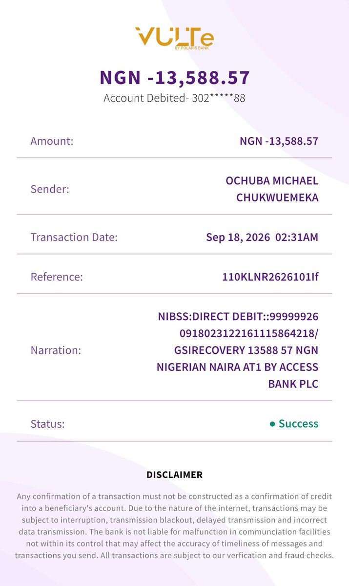 MichaeOchuba9's tweet photo. @PolarisBankLtd kindly explain to me why access bank will have the right to withdraw from my Polaris account and send to my access bank account because I never did this transfer. Woke up to a debit of this.. are you telling me that Polaris bank is no more safe again? https://t.co/qLzLjTaYbO