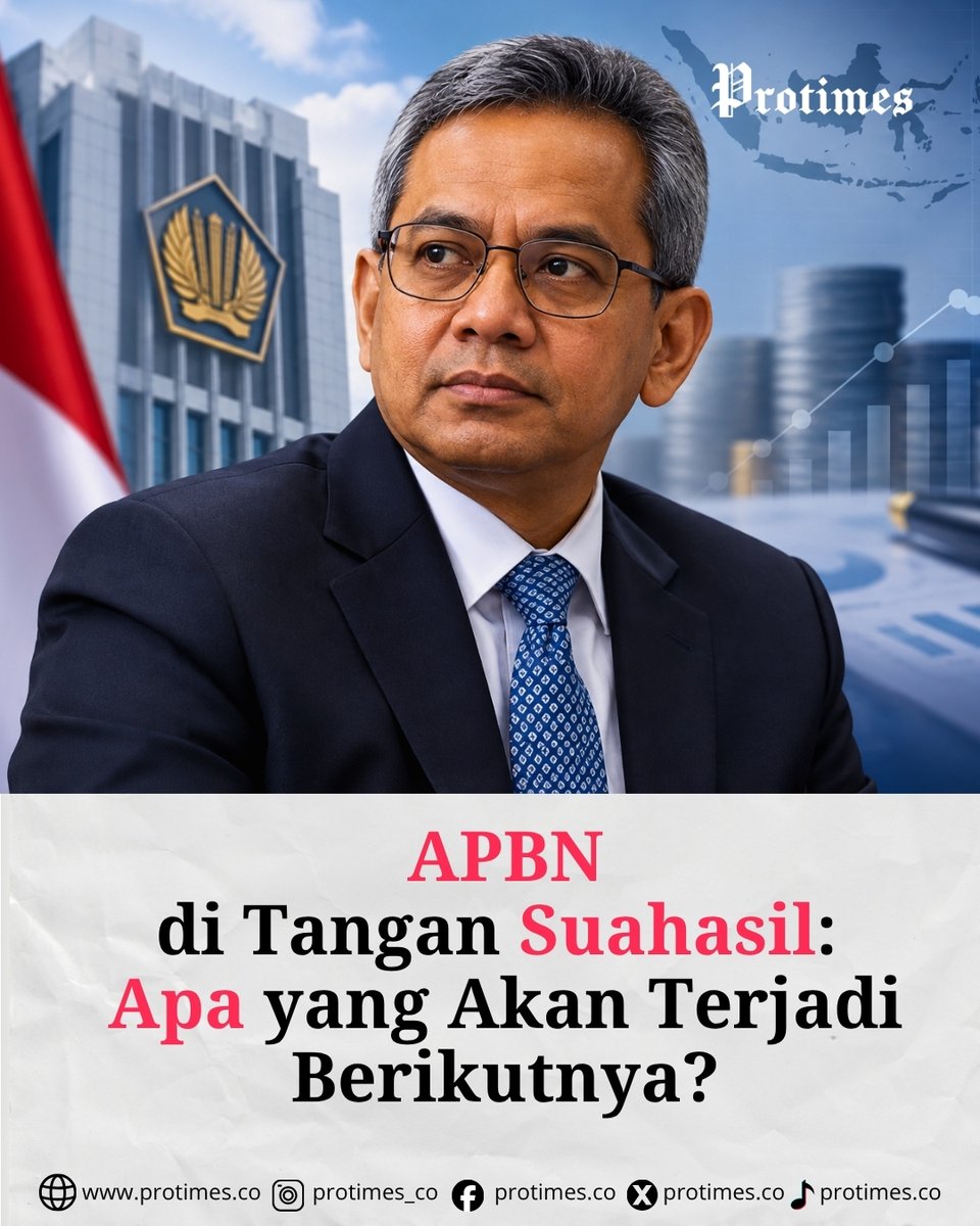 protimesdotco's tweet photo. Dari akademisi, Kepala Badan Kebijakan Fiskal, hingga Wakil Menteri Keuangan selama dua pemerintahan, kini Suahasil Nazara dipercaya menjadi Menteri Keuangan.

Tantangannya jelas: menjaga kesehatan APBN, mempertahankan kredibilitas fiskal, mendukung pertumbuhan ekonomi https://t.co/5JVG0zOoxe