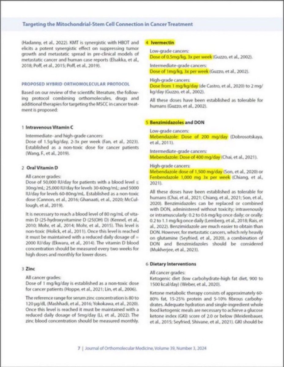 TheLibertReport's tweet photo. CANCER HAS BEEN CURED

Ivermectin & Fenbendazole cure cancer.

Pass it on.

BREAKING NEWS: First-in-the-World Ivermectin, Mebendazole and Fenbendazole Protocol in Cancer has been peer-reviewed and published on Sep.19, 2024! 

The future of Cancer Treatment starts NOW.

My thanks to lead authors Ilyes Baghli and Pierrick Martinez for their incredible inspired work, FLCCC’s Dr.Paul Marik for his extensive work on repurposed drugs and every co-author who worked hard to bring this paper to life.

I hope that this peer-reviewed paper lays the groundwork for a brand new future for Cancer Treatment.

Many of you know that I have been helping thousands of Cancer patients with high dose Ivermectin, Mebendazole, and Fenbendazole

FOLLOW ME, THE NEXT DROP WILL BE SHOCKING