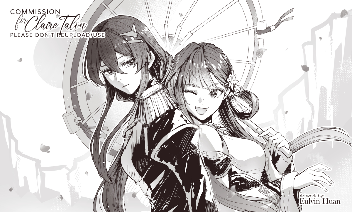 eulyin's tweet photo. [Monochrome Cmmsn]
--
Lixue &amp; Sushang even though sadly, we don't get an official interaction between them but don't you think they look good together? XD https://t.co/waARneLkDL