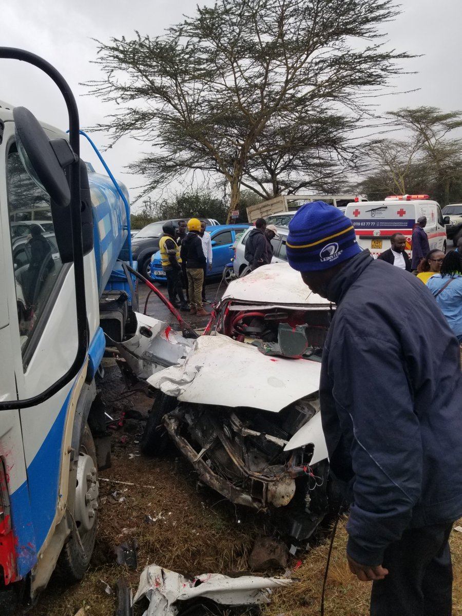 HealthCoach84's tweet photo. Grisly road accident on Magadi Road, KWS next to Multimedia University on your way to Ongata Rongai.

Nairobi Senator Edwin Sifuna and Babu Owino aside. Let's address safety
#UsalamaMitaani https://t.co/T30XHOptF0