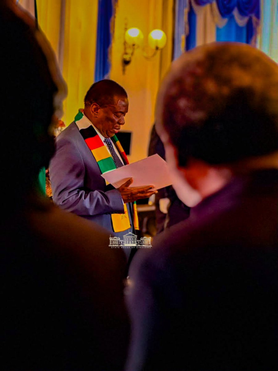 edmnangagwa's tweet photo. Today at State House in Harare, I had the honor of swearing in new Commissioners for our Chapter 12 Independent Commissions.These appointments are a vital step forward in strengthening our constitutional democracy. 

Each of these institutions carries a profound mandate to serve the people of Zimbabwe

~ Zimbabwe Gender Commission (ZGC) – to promote true gender equality and equity.
~Zimbabwe Human Rights Commission (ZHRC) – to protect, promote, and enforce human rights.
~Zimbabwe Land Commission (ZLC) – to ensure accountability, fairness, and transparency in land administration.
~Zimbabwe Media Commission (ZMC) – to safeguard media freedom and uphold professional journalism standards.
~Zimbabwe Electoral Commission (ZEC) – to manage and oversee free, fair, and credible electoral processes.

I congratulate all the newly sworn-in Commissioners. Your expertise and dedication will be instrumental in fostering accountability, justice, and progress across our nation. Let us work together to build the Zimbabwe we want.