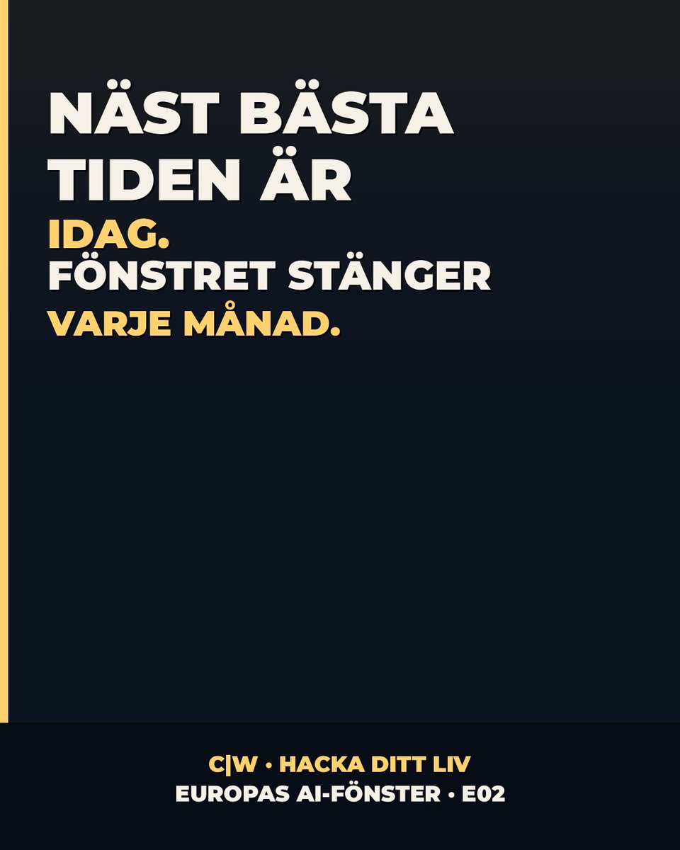 hackadittliv's tweet photo. Bästa tiden att förbereda dig för AI var för flera år sedan. Näst bästa är idag.

Inte panik. Disciplin.

Källa: https://t.co/92XRVudFwS

#hackadittliv #AI https://t.co/jDU8PW6CKg