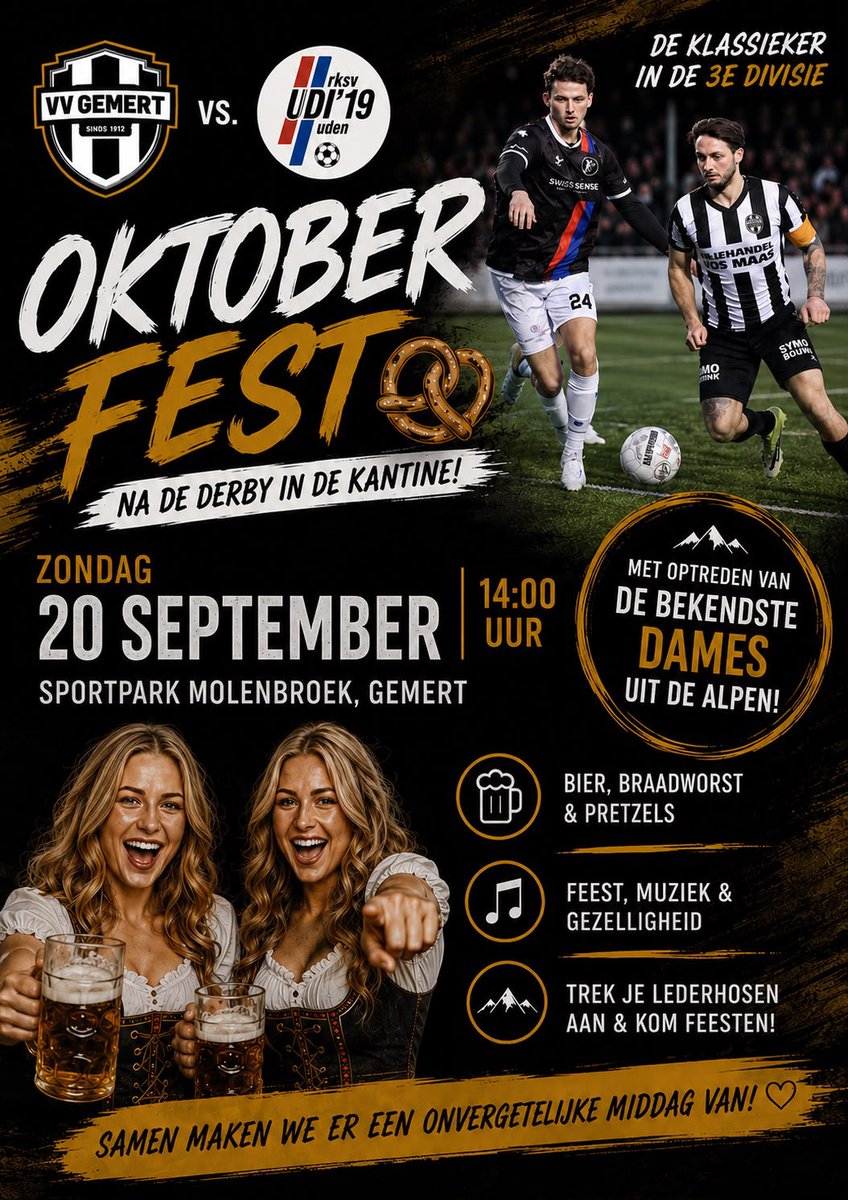 vvgemert's tweet photo. We tellen af naar komende zondag:
📍@vvgemert - @UDI19 
📍Aftrap: 14.00 uur
📍Sportpark Molenbroek in #Gemert
📍Oktoberfest in de kantine 🍻🥳🤩 
📍Optreden van de 'Bekendste dames uit de Alpen'
#bethere #komtdatzien #bijzijnismeemaken #skonfisjenie https://t.co/1Y8KfdAiux