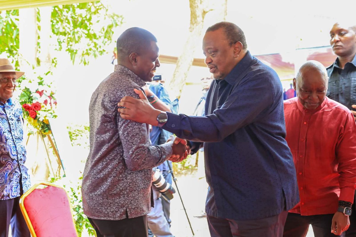 PPYL_Ke's tweet photo. Today, H.E. Uhuru Muigai Kenyatta, Dr. Fred Matiang'i, and Hon. Ndindi Nyoro joined the family of George Kariuki at a burial service of his late mother, Christine Waruguru Kariuki, in their home village in Kiharu Constituency, Murang'a County.

The leaders stood with the Kariuki family in remembrance of Christine, offering their condolences and support during this difficult time. May her soul rest in eternal peace.