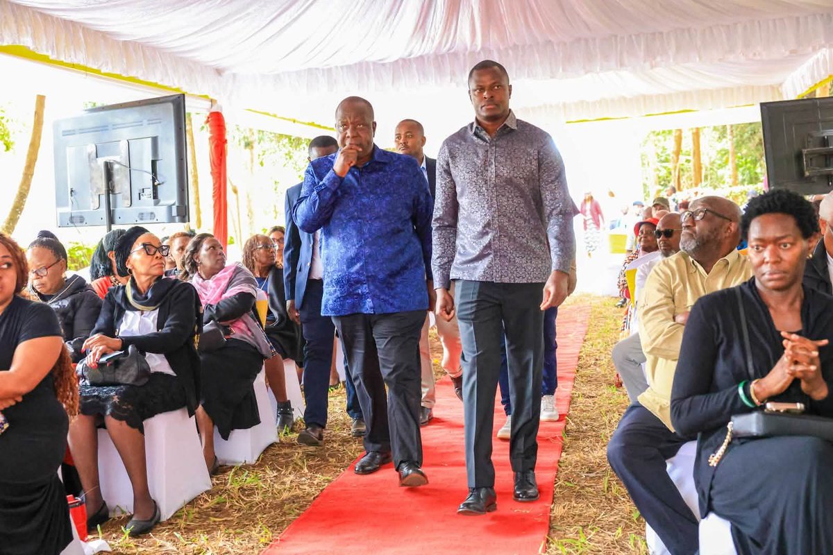 PPYL_Ke's tweet photo. Today, H.E. Uhuru Muigai Kenyatta, Dr. Fred Matiang'i, and Hon. Ndindi Nyoro joined the family of George Kariuki at a burial service of his late mother, Christine Waruguru Kariuki, in their home village in Kiharu Constituency, Murang'a County.

The leaders stood with the Kariuki family in remembrance of Christine, offering their condolences and support during this difficult time. May her soul rest in eternal peace.