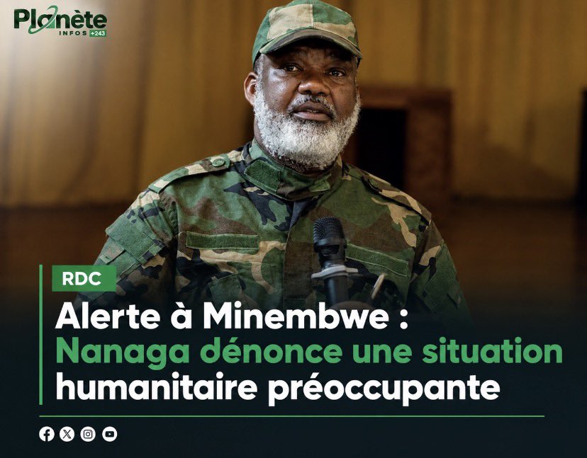 PlaneteInfos243's tweet photo. 🚨 #rdc | alerte à #minembwe : nanaga dénonce une situation humanitaire préoccupante

corneille nangaa, coordonnateur du mouvement rebelle afc/m23, alerte sur la situation humanitaire dans les hauts plateaux du sud-kivu, particulièrement à minembwe.

selon corneille nangaa, une situation humanitaire préoccupante se déroule dans cette zone. il affirme que le blocus prolongé et les entraves à l’acheminement de l’aide humanitaire privent des populations civiles de vivres, de médicaments et de produits de première nécessité.

il affirme également que des milliers de personnes seraient exposées à la faim, aux maladies et à une détresse humanitaire qui s’aggraverait, avec des décès signalés quotidiennement.

dans sa déclaration, nangaa tient les autorités de kinshasa pour responsables de ce qu’il qualifie de ciblage systématique de la communauté tutsi banyamulenge et évoque un « crime de guerre ».

il appelle à garantir sans délai les corridors d’approvisionnement et l’accès humanitaire, et interpelle le président burundais évariste ndayishimiye, président en exercice de l’union africaine, sur la situation des populations concernées.

enfin, corneille nangaa affirme que la vie des populations des hauts plateaux est mise en danger par le président félix-antoine tshisekedi tshilombo.

➡️ pour ne rien manquer de l’actualité en rdc et dans la région des grands lacs, abonnez-vous à planète infos +243 et activez les notifications. restez informés, où que vous soyez.

#rdc #sudkivu #fizi #minembwe #afcm23 #m23 #banyamulenge #humanitaire #planeteinfos243