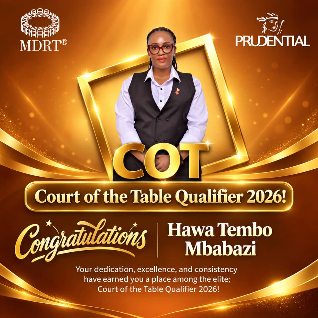 PrudentialUG's tweet photo. Congratulations to Hawa Tembo Mbabazi on qualifying for the prestigious 2026 Court of the Table (COT), an achievement that represents three times the standard MDRT production requirement.

For Prudential Uganda, this milestone reflects the strength and professionalism of our Financial Advisors. 

For our customers, it represents access to advisors who are committed to delivering quality financial guidance, building lasting relationships and helping families protect what matters most.
