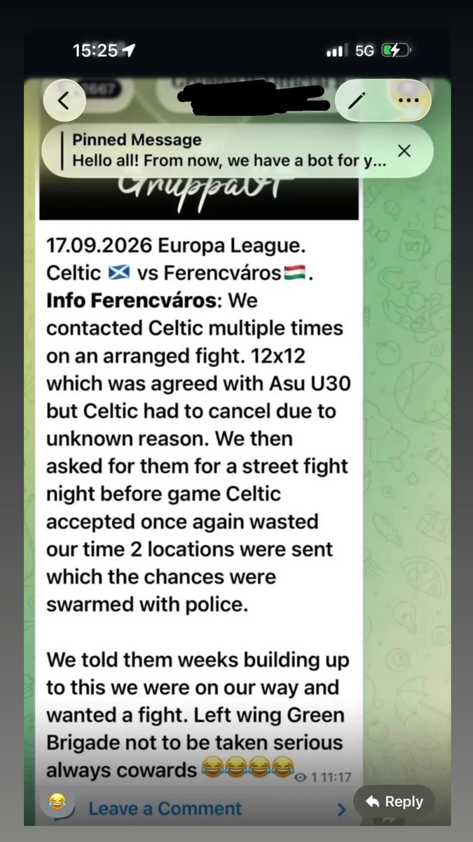 05ryan_'s tweet photo. Same old celtic scum !!! Can never match numbers always wanting to fight and outnumbering the opponent !!! 

Proof is here ferencvarcos fc lads asking for 12x12 

Absolute shit bag fenians 🫠😴 
 
Roll Sunday 🔵⚪️🔴 https://t.co/NjKVXHjY4x