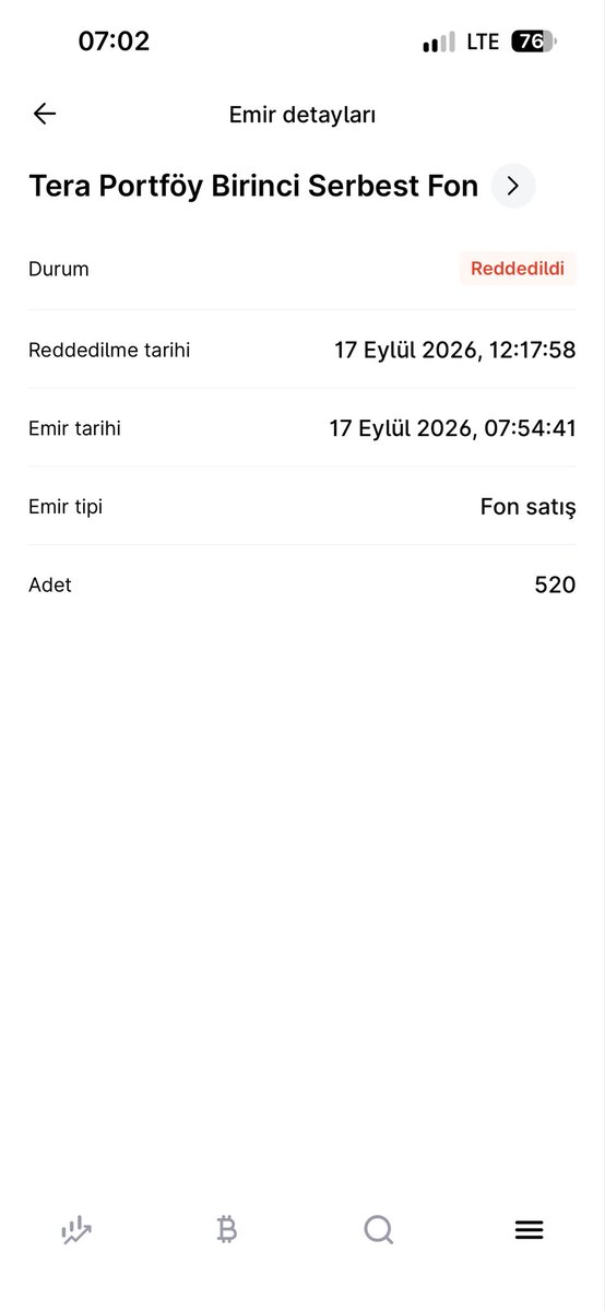 devrimzgr653707's tweet photo. @midasdestek Tly için 17.09.2026 tarihinde saat 07:54 de ilettiğim talebim reddedildi. Mağduriyet nasıl giderilecek ? @spkgovtr @takasbank @midasdestek https://t.co/Tz7eH3Zinh