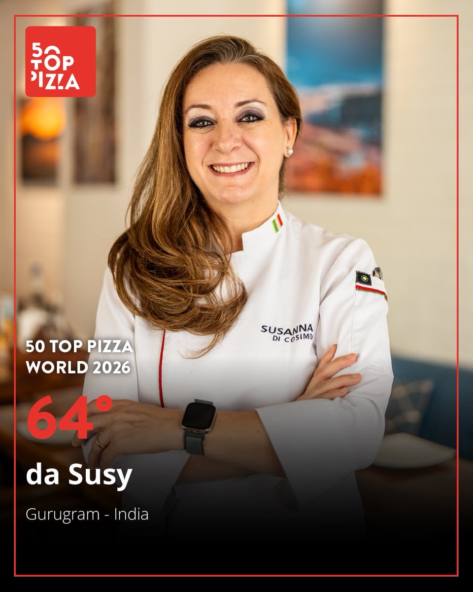 SusannaDiCosimo's tweet photo. 𝟔𝟒𝐭𝐡 𝐢𝐧 𝐭𝐡𝐞 𝐖𝐎𝐑𝐋𝐃 🌍🍕
For the third year in a row, Pizzeria da Susy, is among the 𝐖𝐨𝐫𝐥𝐝’𝐬 𝐛𝐞𝐬𝐭 𝟏𝟎𝟎 𝐏𝐢𝐳𝐳𝐞𝐫𝐢𝐚𝐬, ranked #64 for the 50TopPizza World 2026.
A moment of enormous pride — representing India on the world stage, in Naples! #dasusy https://t.co/x6NWSAMxo9