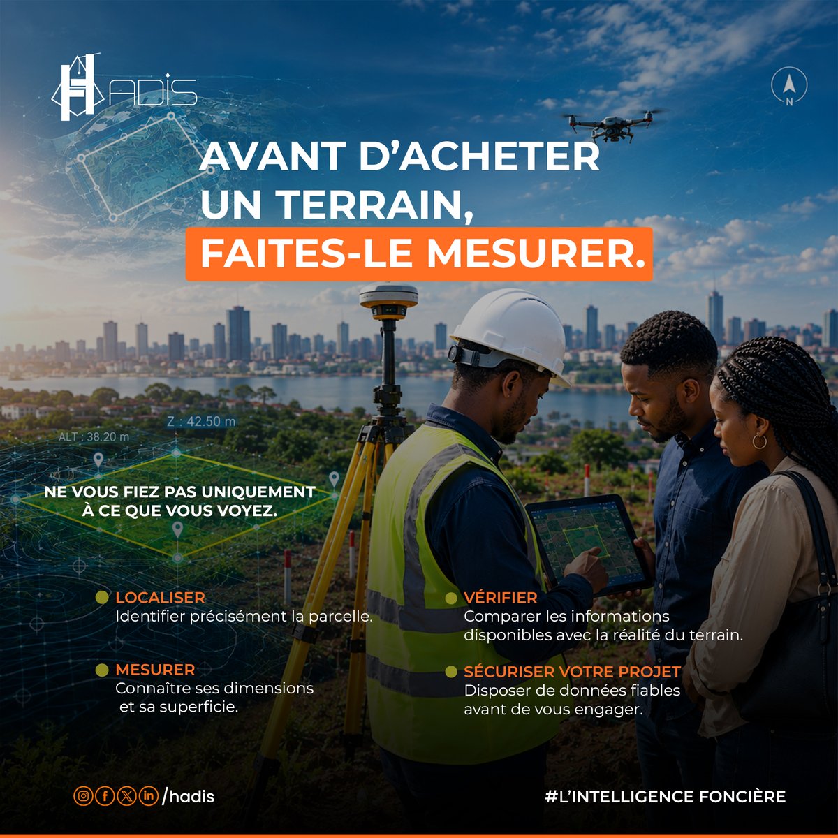 hadiscorporate's tweet photo. AVANT D’ACHETER UN TERRAIN, FAITES-LE MESURER.
Avant de vous engager, connaissez précisément votre terrain.
https://t.co/ZpWkY8Zce5
#hadis #intelligencefoncière #Géomètre #Topographie #Géomatique #Foncier #Cadastre #Cartographie #SIG #BTP #Terrain #Construction https://t.co/TFpvgRih8o