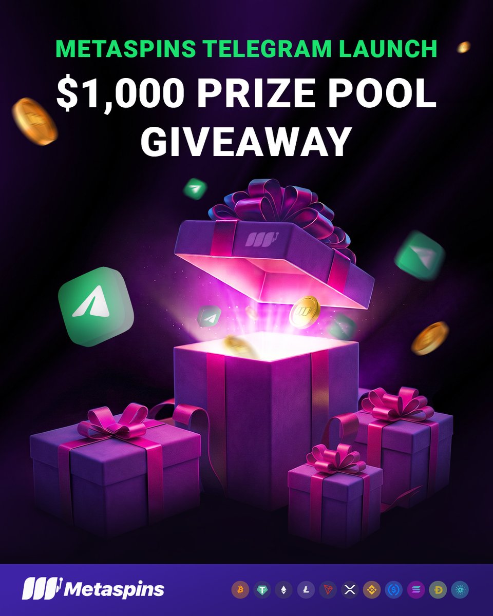 metaspinscasino's tweet photo. 🎁 $1,000 METASPINS GIVEAWAY

🏆 10 X $100
✅ Follow @metaspinscasino
✅ Join our Telegram
✅ RT + reply with your joining screenshot 

⏰ Ends in 1 week

TG link below 👇