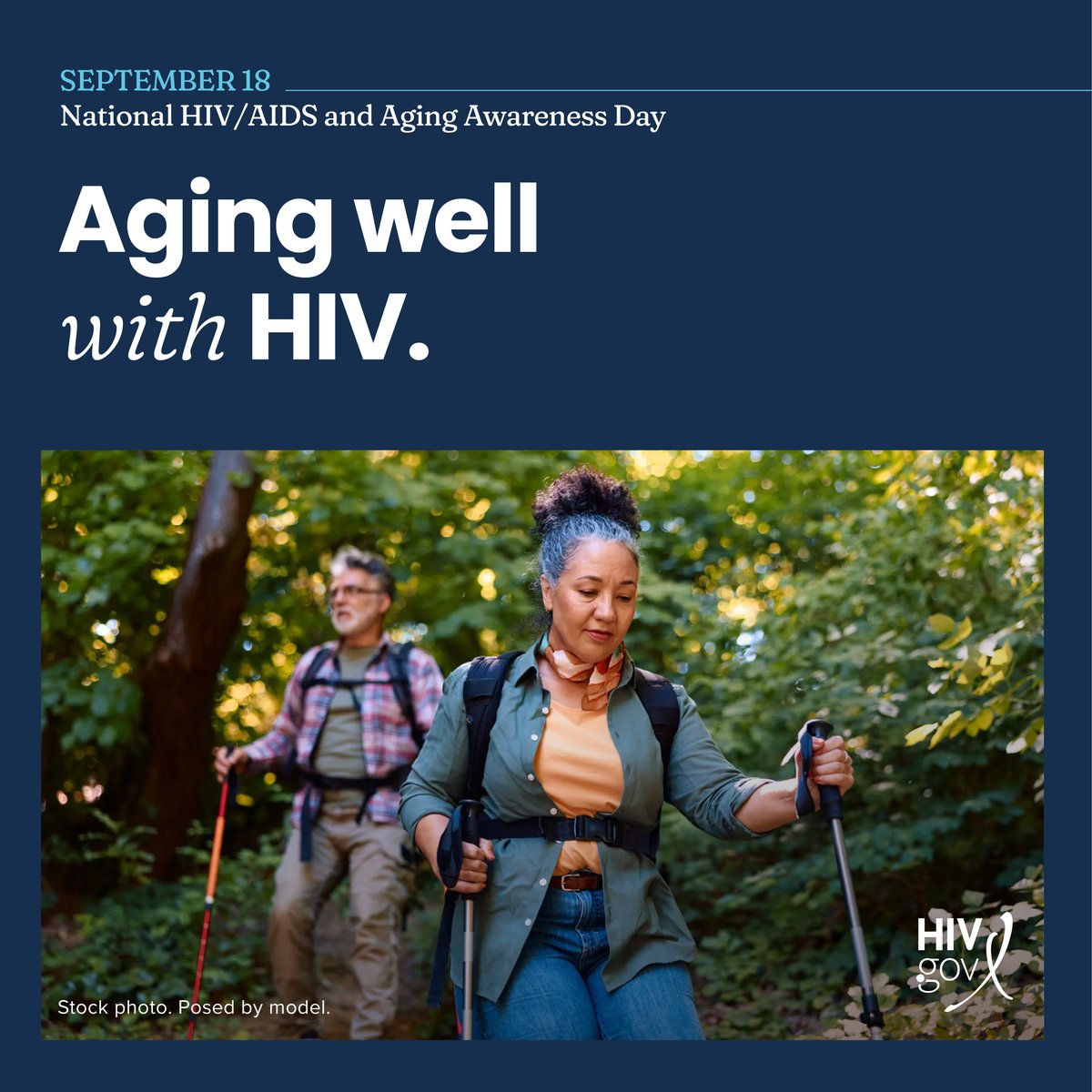 HIVGov's tweet photo. Over 50% of people living with diagnosed HIV in the U.S. are over the age of 50. People with HIV are living longer, healthier lives thanks to antiretroviral therapy (ART) and other HIV treatment advancements. Despite this, older adults living with HIV experience unique challenges as they age.
 
Explore resources for older adults with HIV: https://t.co/SnQEapqcdx
 
#NHAAD #HealthyAging #AgingWell #AgingWithHIV #HIVAndAging
