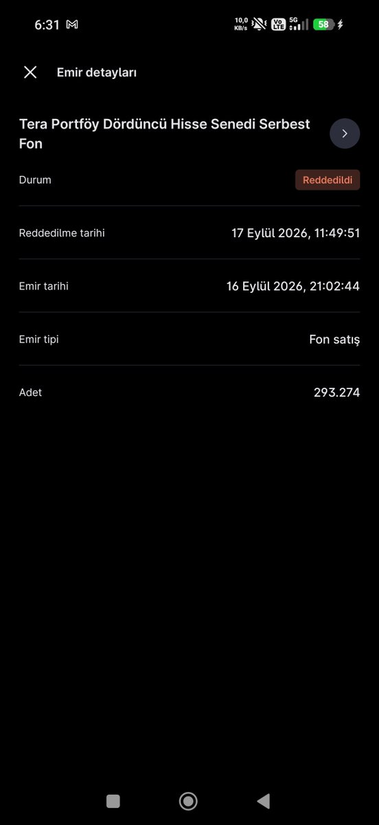 ataberkinvest's tweet photo. SPK ve ilgili kurumlara açık çağrımdır:

17 Eylül saat 13.30 öncesinde, hatta 16 Eylül akşamından itibaren THF ve DOH için verdiğim çok sayıda satış emri bulunuyor.

Bugün açıklanan tasfiye esaslarında 17 Eylül 13.30'dan sonra verilen iade talimatlarının tasfiye kapsamında değerlendirileceği; TEFAS üzerinden verilen ve gerçekleşmeyen satış talimatlarının ise oluşan tutarın öncelikli olarak ödenmesine ilişkin düzenleme yapıldığı görülüyor.

Ayrıca Tera Portföy'ün KAP açıklamasında da yeni uygulamanın açıkça 17 Eylül 2026 saat 13.30'dan itibaren iletilecek satış talimatları için geçerli olduğu belirtilmiş.

Fakat benim asıl sorunum şu:

16 Eylül akşamı ve 17 Eylül 13.30 öncesinde verdiğim satış emirleri neden MKK'ya/TEFAS'a yansımadı?

Emirlerim sonradan "iptal" statüsüne düşmüş durumda.

Eğer yatırımcı emrini zamanında verdiyse fakat emir aracı kurum tarafından TEFAS'a iletilmeden iptal edildiyse, yatırımcının bundan doğan mağduriyeti nasıl giderilecek?

Çünkü burada yatırımcının kendi isteğiyle satış emrini iptal etmesiyle, aracı kurumun/teknik sistemin emri TEFAS'a iletmemesi veya sonradan iptal etmesi aynı şey değildir.

Bu nedenle Midas, Tera Trader ve diğer aracı kurumlardan açık ve şeffaf şekilde şu bilgilerin açıklanmasını istiyoruz:

1️⃣ Emrin verildiği kesin tarih ve saat
2️⃣ Emrin TEFAS'a iletilip iletilmediği
3️⃣ MKK'ya neden yansımadığı
4️⃣ Emrin kim tarafından ve hangi saatte iptal edildiği
5️⃣ İptal gerekçesi
6️⃣ 17 Eylül 13.30 öncesinde verilen ancak sisteme/TEFAS'a aktarılmayan emirlerin tasfiye kapsamında hangi statüde değerlendirileceği

Bu konu binlerce yatırımcının parasını doğrudan ilgilendiriyor.

SPK'dan beklentimiz, sadece fonların tasfiye sürecini yönetmek değil; 13.30 öncesinde satış talimatı verdiğini belgeleyebilen ancak emri aracı kurum/sistem kaynaklı nedenlerle gerçekleşmeyen yatırımcıların haklarının da açıkça korunmasıdır.

Çünkü yatırımcı emrini zamanında verdiyse, sırf emir aracı kurum tarafından sisteme zamanında aktarılmadı diye aynı yatırımcının tasfiye sürecinde daha geriye düşmesi kabul edilebilir mi?

Emir kayıtları, işlem logları ve MKK/TEFAS kayıtları incelensin.

Eğer aracı kurum kaynaklı bir işlem/iletişim problemi varsa, bunun sonucunda oluşacak zarar yatırımcının üzerine bırakılmamalıdır.

Bu konuda SPK'dan acilen açık bir düzenleme ve kamuoyunu tatmin edecek netlikte açıklama bekliyoruz.

@spkgovtr @MerkeziKayitTur @Takasbank @terayatirim @midasdestek

#THF #DOH #Tera #Midas #TEFAS #MKK #SPK
