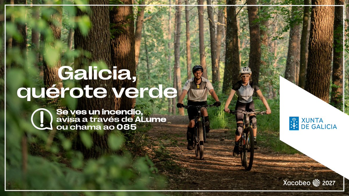Xunta's tweet photo. ⚠️ Se ves un incendio forestal, avisa en tan só uns segundos

📲 Faino a través da app ALume ou chama ao 085 https://t.co/48VOLxw2Or