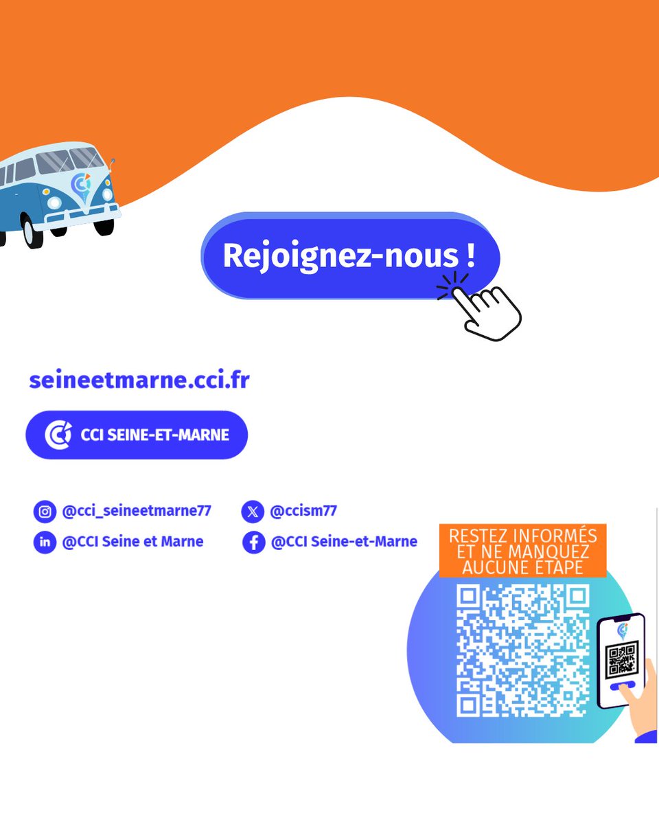 ccism77's tweet photo. 🚀 Le #CCITour poursuit sa route !

📍 Prochaine étape : Mary-sur-Marne, le 6 octobre 2026.

Dirigeants, entrepreneurs, commerçants, industriels : venez échanger avec les élus et experts de la CCI Seine-et-Marne, partager vos enjeux et dév

👉 https://t.co/vbqtNz5FTb https://t.co/RGOpGErOBB