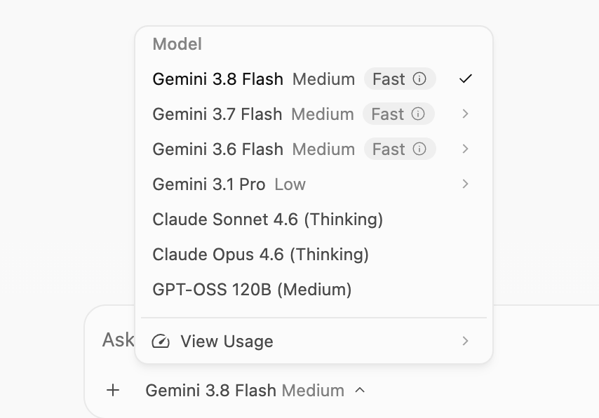siliconvallii's tweet photo. Why does Antigravity still have Claude 4.6? 
What's the point of not updating? https://t.co/oosk1cTg1f
