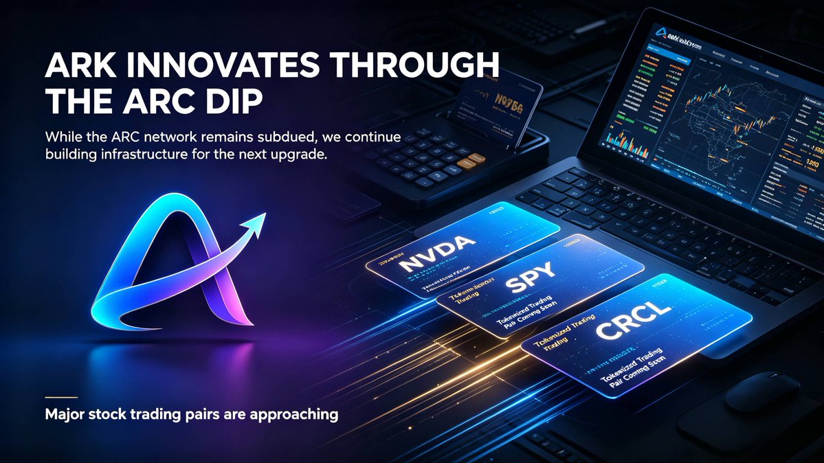 ARKwbe4's tweet photo. While the ARC network remains subdued, ARK continues building the infrastructure for the next upgrade.

We are connecting some of the most liquid equity assets on the market.

Stock trading pairs coming soon:
🔹 NVDA
🔹 SPY
🔹 CRCL
#ARC #ARK @jerallaire @BitgetWallet 
Innovation doesn’t stop in the dip.
https://t.co/szJoEvcek9