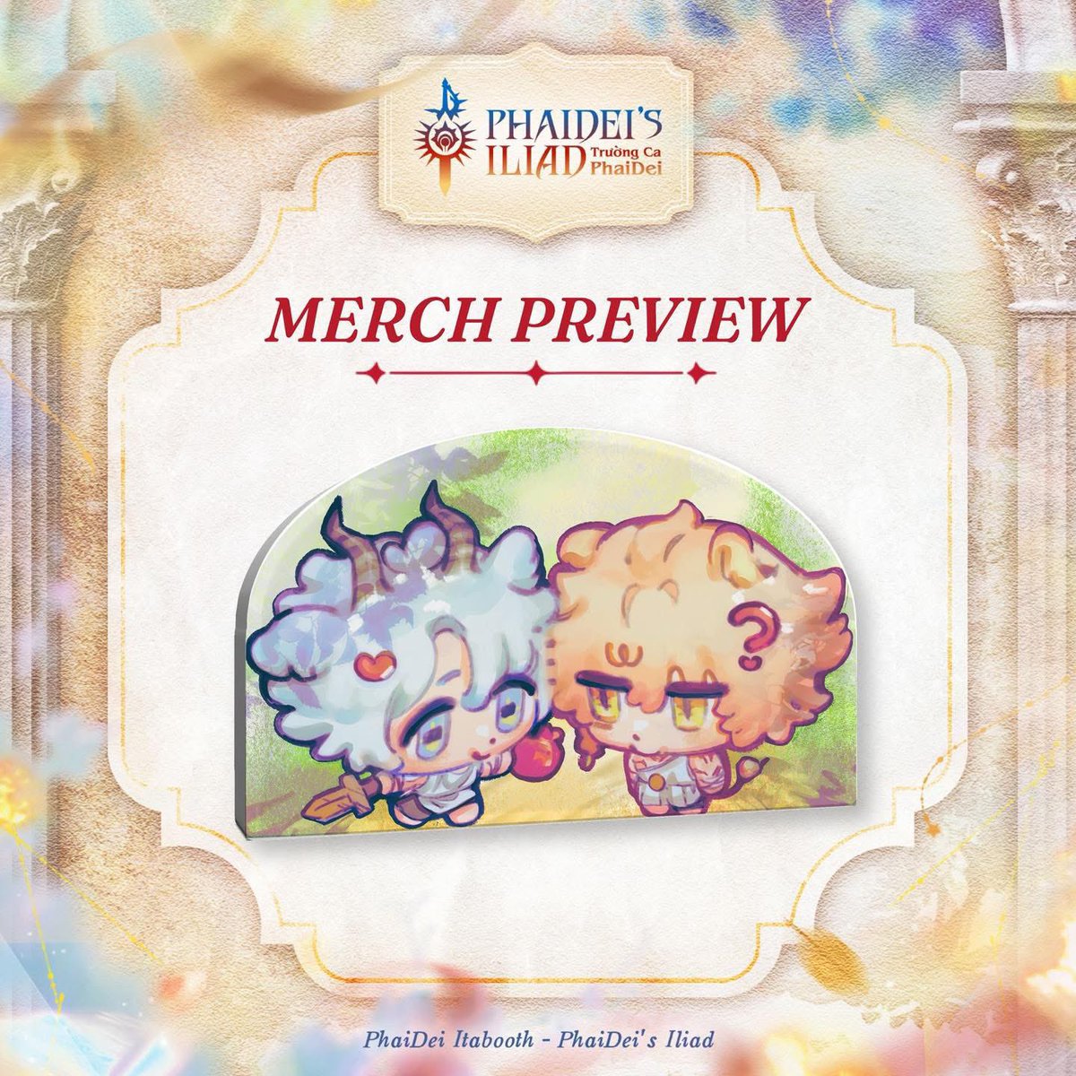 PhaiDeisIliad's tweet photo. [Merch Preview] ☀️Keychains &amp; Block🍷

We are honored to present to you two fragments of our PhaiDei’s Epic, drawn with so much love from Hotpot Vương Tổng &amp; Thực Tại. Let’s look forward to all the gifts for donors that we will soon reveal 💕

#phaideiitabooth #phaideisiliad https://t.co/XGk8HhCkwO