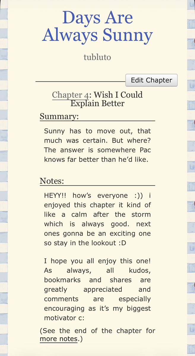 tubluto's tweet photo. Days Are Always Sunny - Chapter 4 out now!! Go check it out, this one’s much more cutesy than the last one don’t worry c:
-
https://t.co/HLUYwrmQwC…
-
#tubbo #fitmc #pactw #ramon #sunnysideup #hideduo #morningcrew #presidentau #fanfic #fanart #qsmp1 #DaysAreAlwaysSunny https://t.co/lgx9OhiOtY