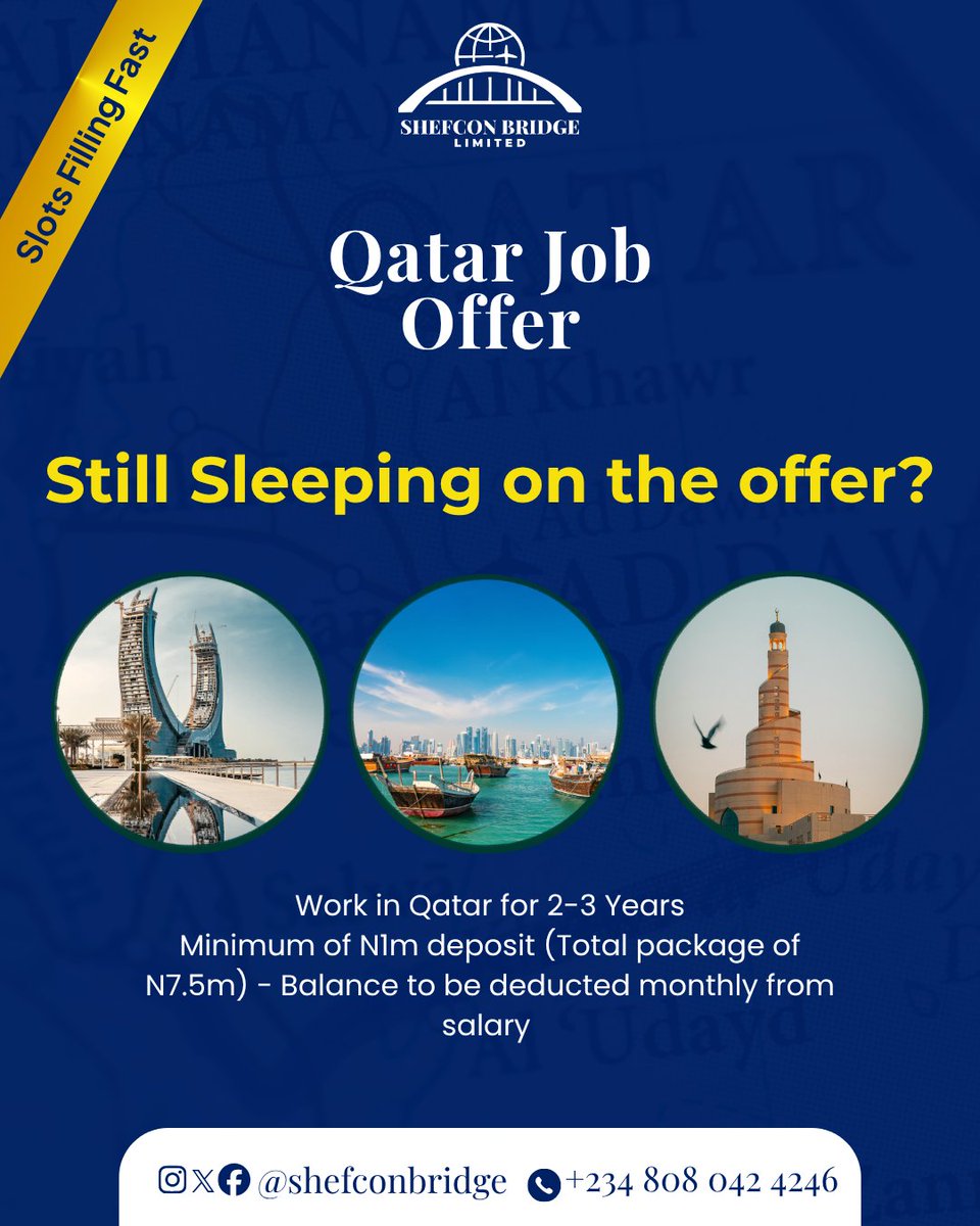 Shefconbridge's tweet photo. Still Sleeping on the Offer?

Slots are FILLING FAST and we don't want you to miss out!

We make your Japa process easy and flexible.

#TravelGoals2026 
#ShefconBridge 
#TravelDreams
#ExploreTheWorld https://t.co/cpyi4ocylF