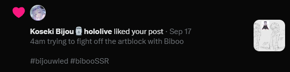 Arc_eno's tweet photo. as a small artist, knowing that in those 16 likes/hearts is the actual Biboo and that she was able to see my art just made my day AAAAAAADSHOLHJSJLKFGJ i cry https://t.co/aTYZXyxmKu