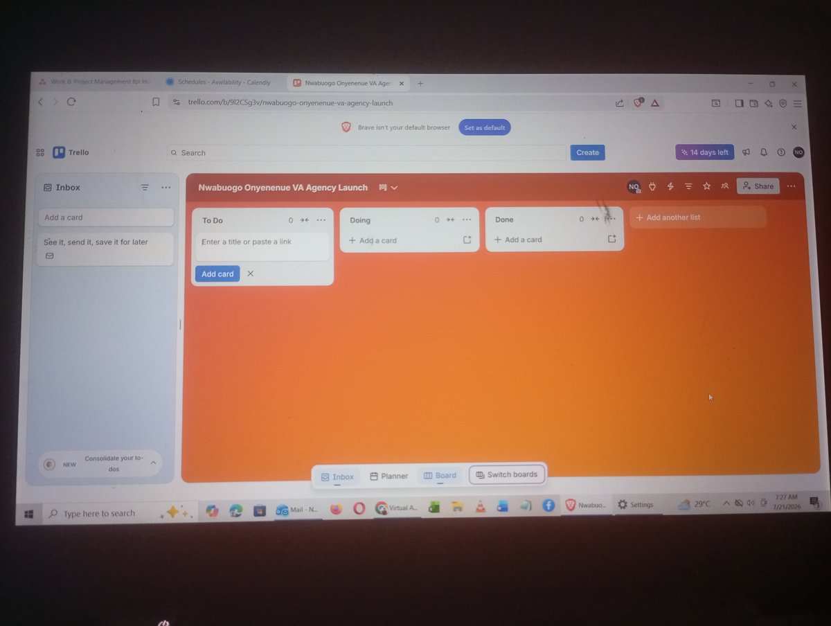 dafi_tessa's tweet photo. I created a simple workflow for a client to help organise her tasks into To-do, In Progress, Review and Completed cards, making each project easy to track priorities and deadlines. Trello is an effective tool for projects because it provides clear visual overview of tasks.
#VA https://t.co/wAEuZSHXEG