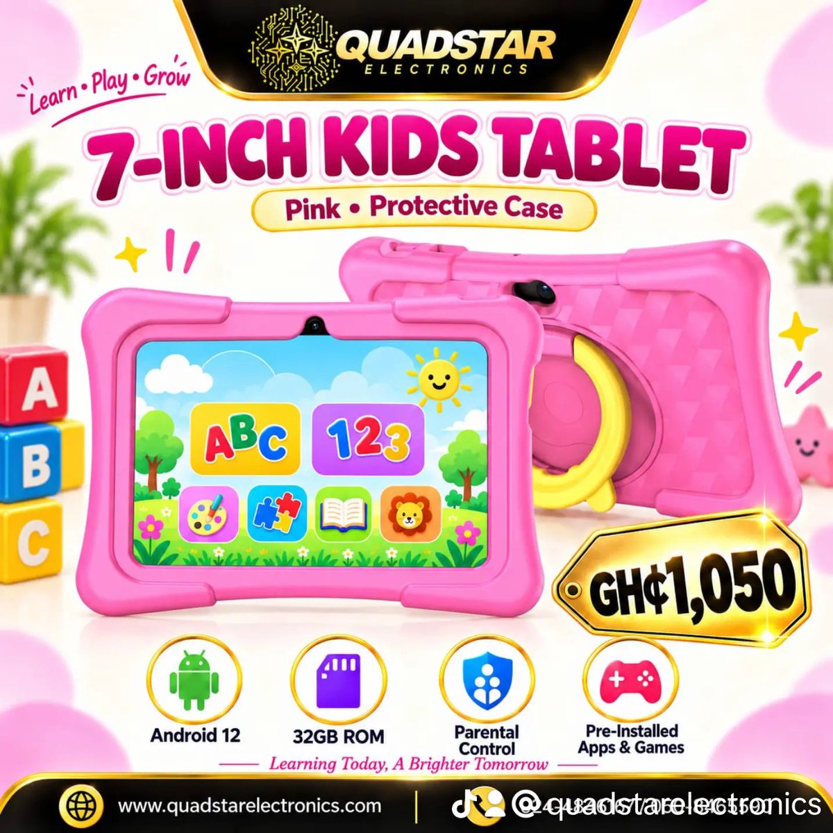 quadstarelectro's tweet photo. 🎮📚 Learn. Play. Explore.
Give your little ones a tablet made for fun, learning, and endless discovery! 🌟

Available in pink/blue -GH¢1,050.00
Get yours from Quadstar Electronics today. 🔥

Visit our website today https://t.co/ojvfJOV88y

Call/WhatsApp - 0508465590/0244846167 https://t.co/SPQ7CZk8mp